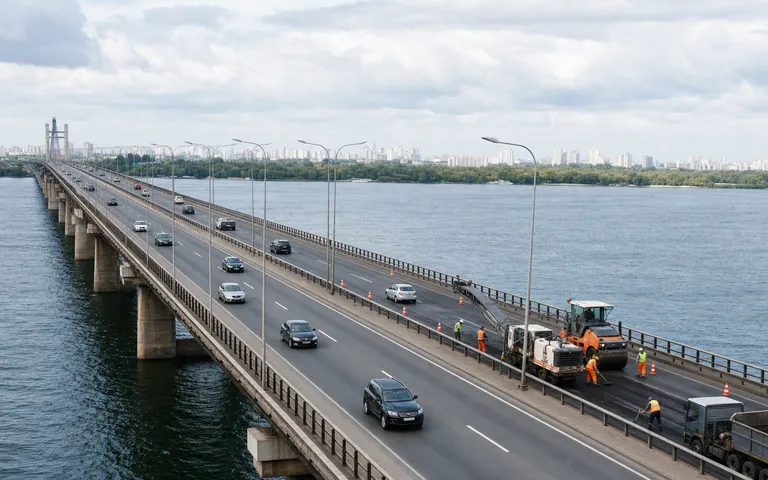 На Южном мосту Киева ограничили полосу до утра 27 июля На Южном мосту Киева ограничили полосу до утра 27 июля